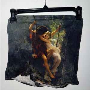 Artistic Angel Paint Print Jean Tube Top